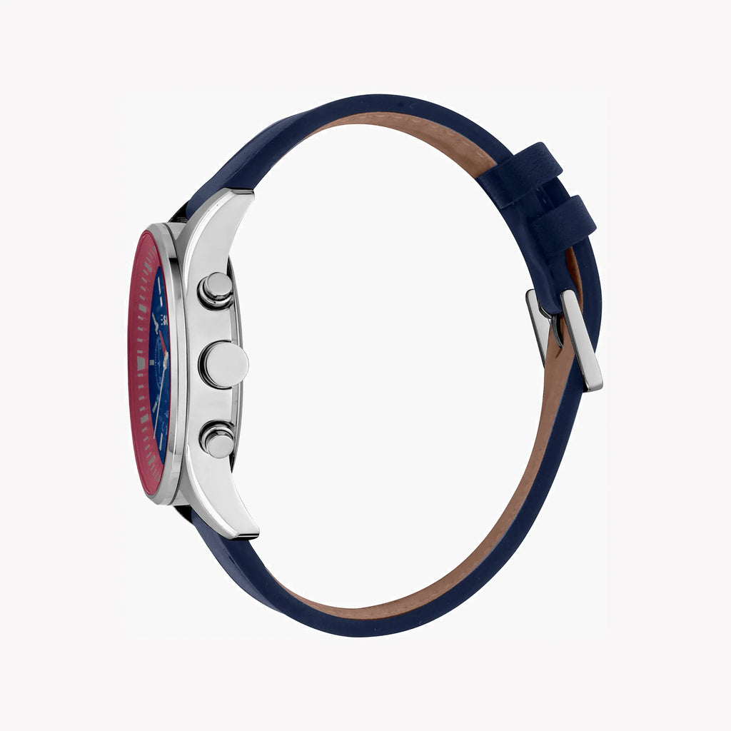 Esprit Men's Blue Leather Watch, Blue Dial | ES1G209L0025