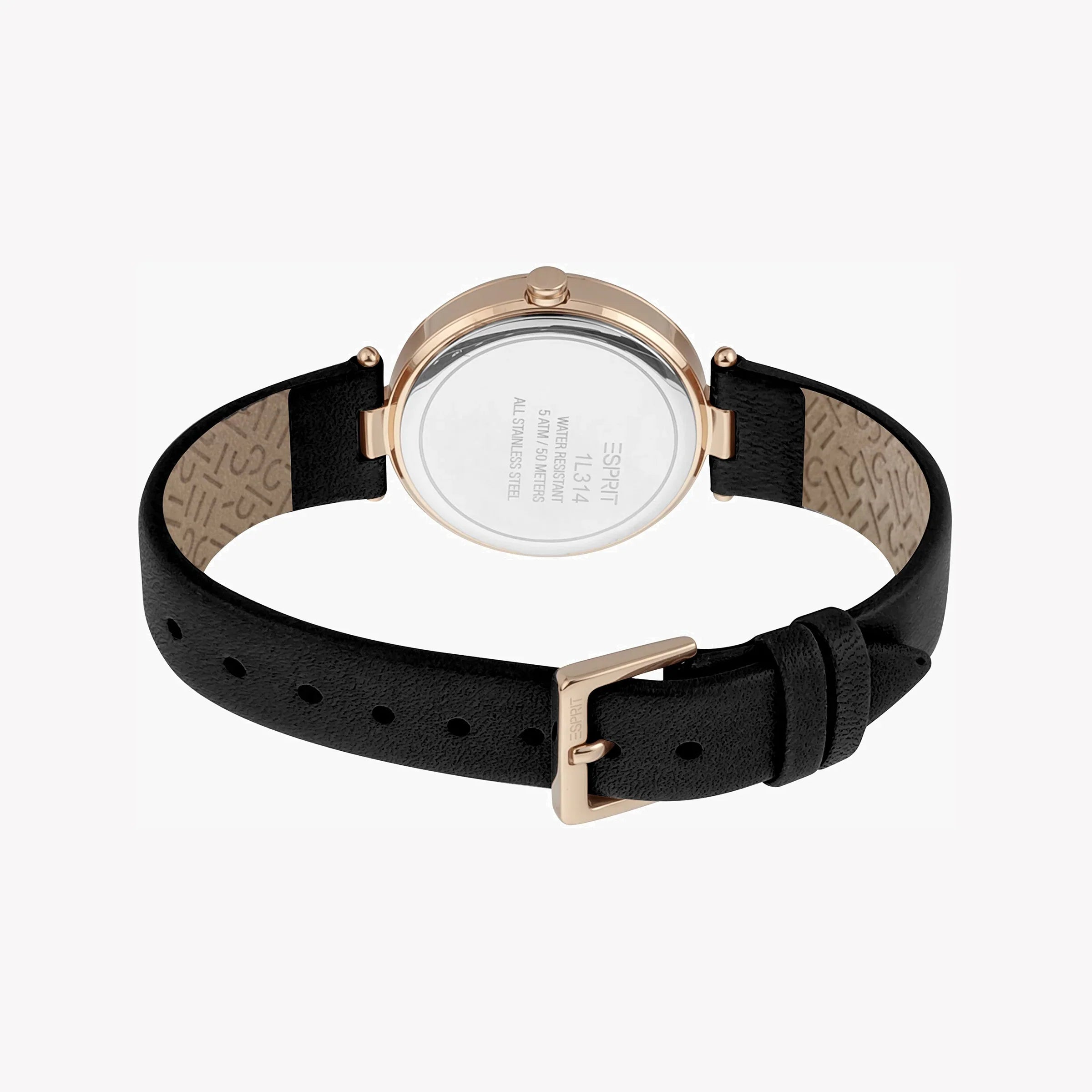 Esprit Women's Black Leather Watch, Black Dial | Es1l035m0015
