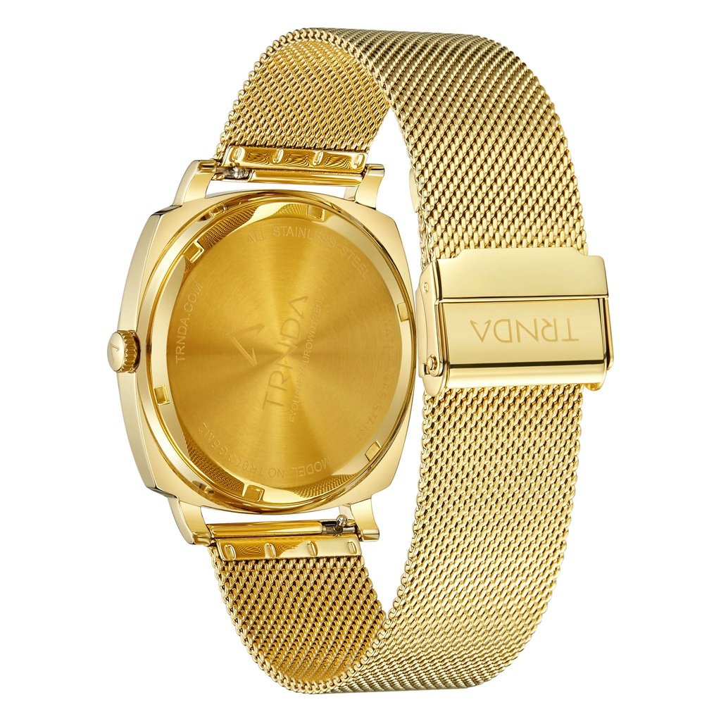 Trnda Men's Gold Stainless Steel Watch, Blue Dial | Trn-45mm-Gd