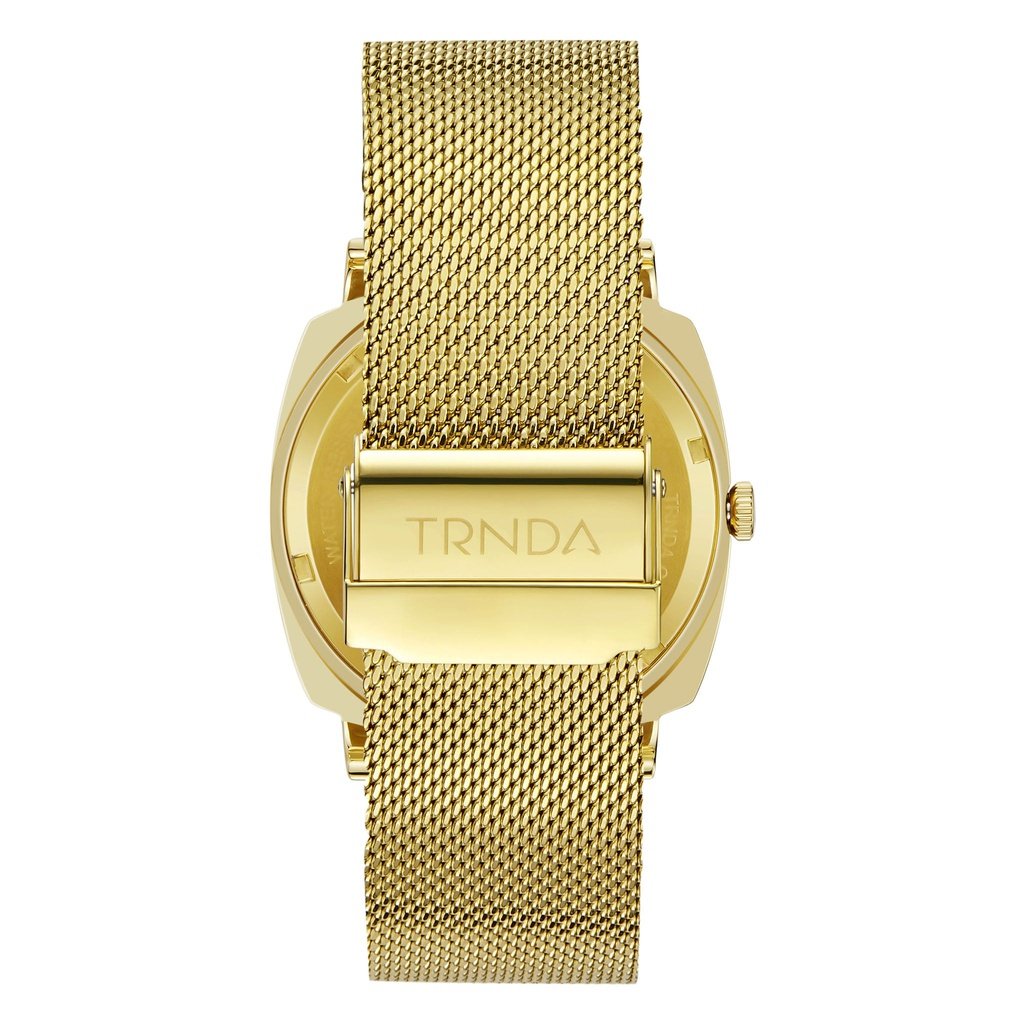 Trnda Men's Gold Stainless Steel Watch, Blue Dial | Trn-45mm-Gd