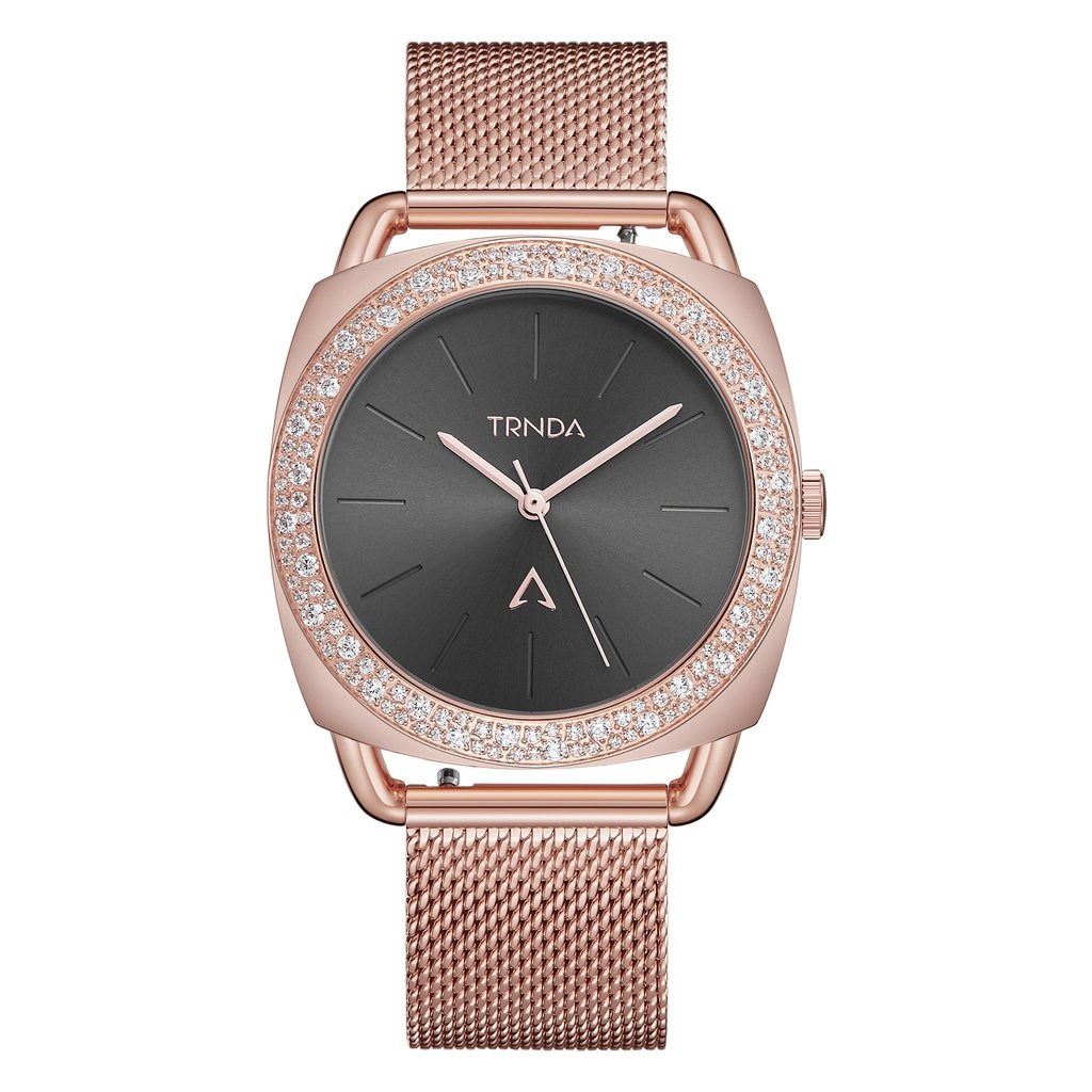 Trnda Women's Rose Gold Stainless Steel Watch, Black Dial | Trn-35.8-Rg