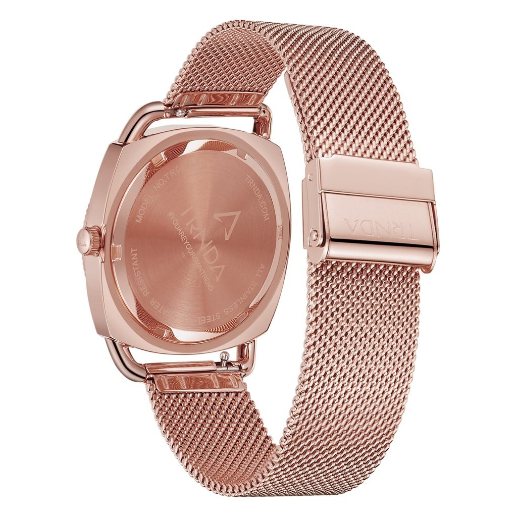 Trnda Women's Rose Gold Stainless Steel Watch, Black Dial | Trn-35.8-Rg