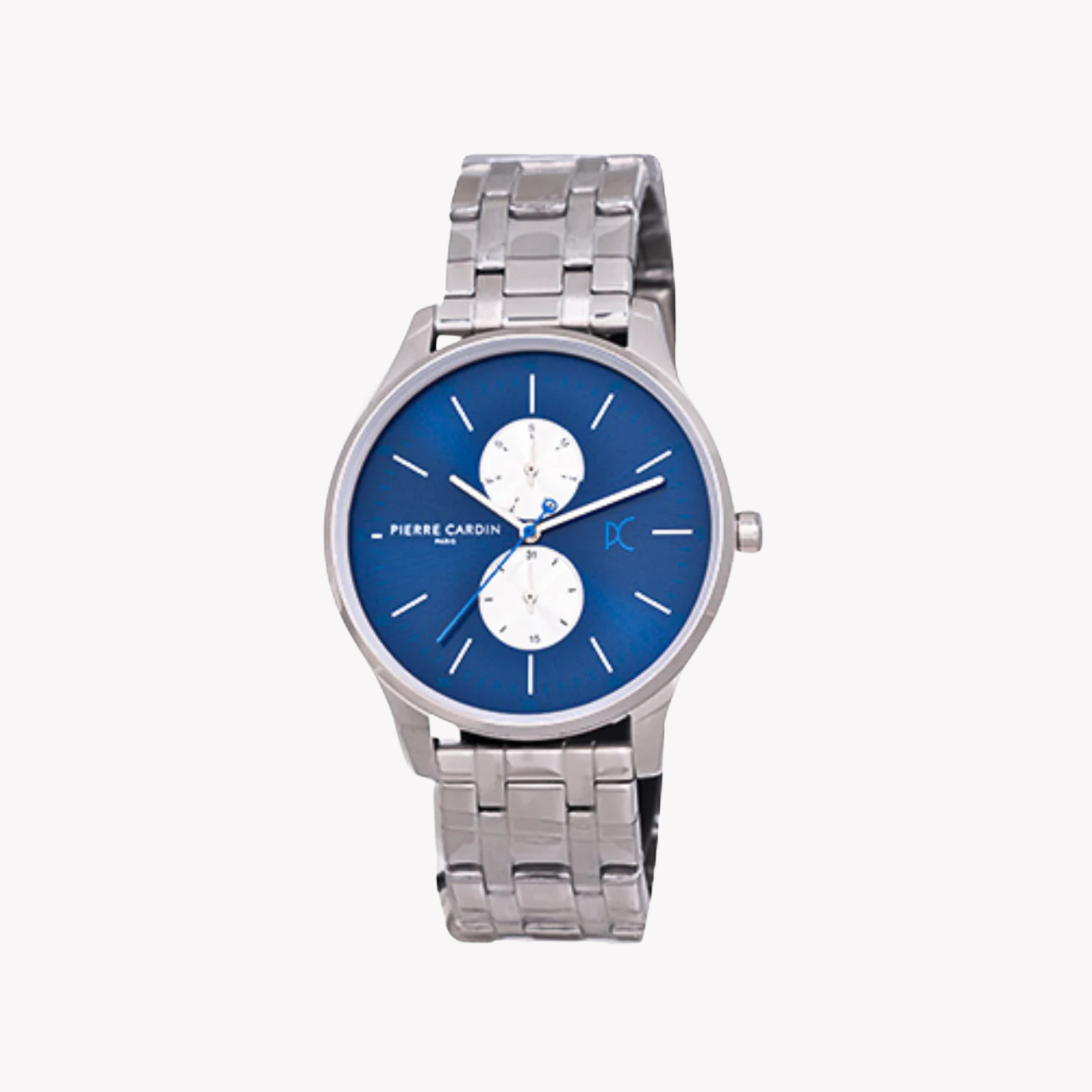 Pierre Cardin Men's Silver Metal Watch, Blue Dial | Cba.4027
